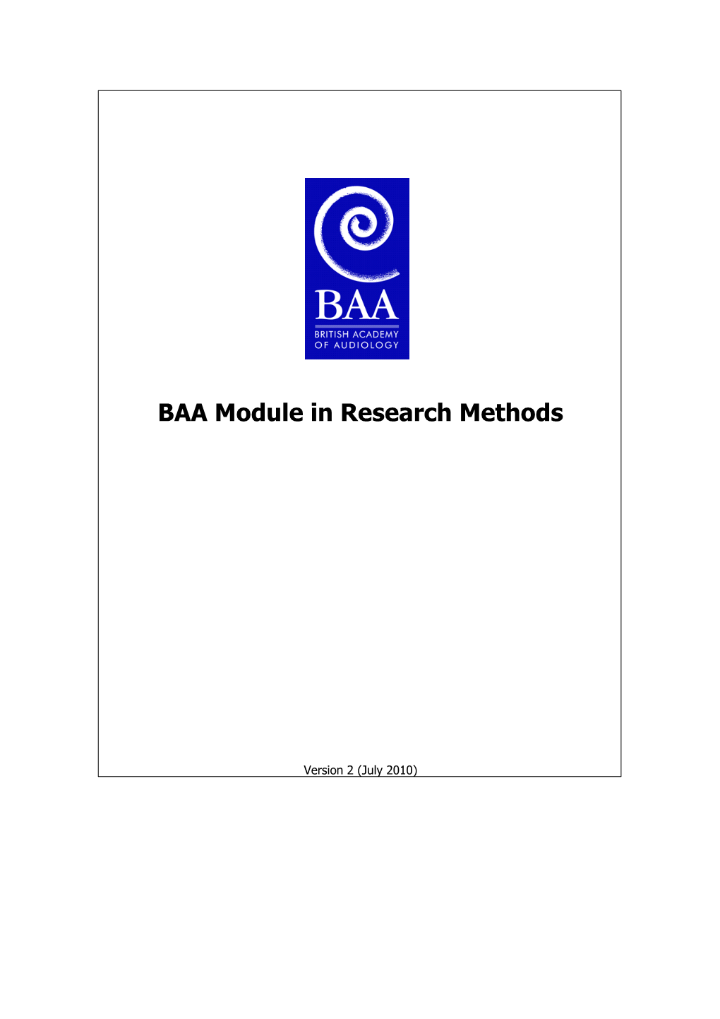 BAA Module in Research Methods