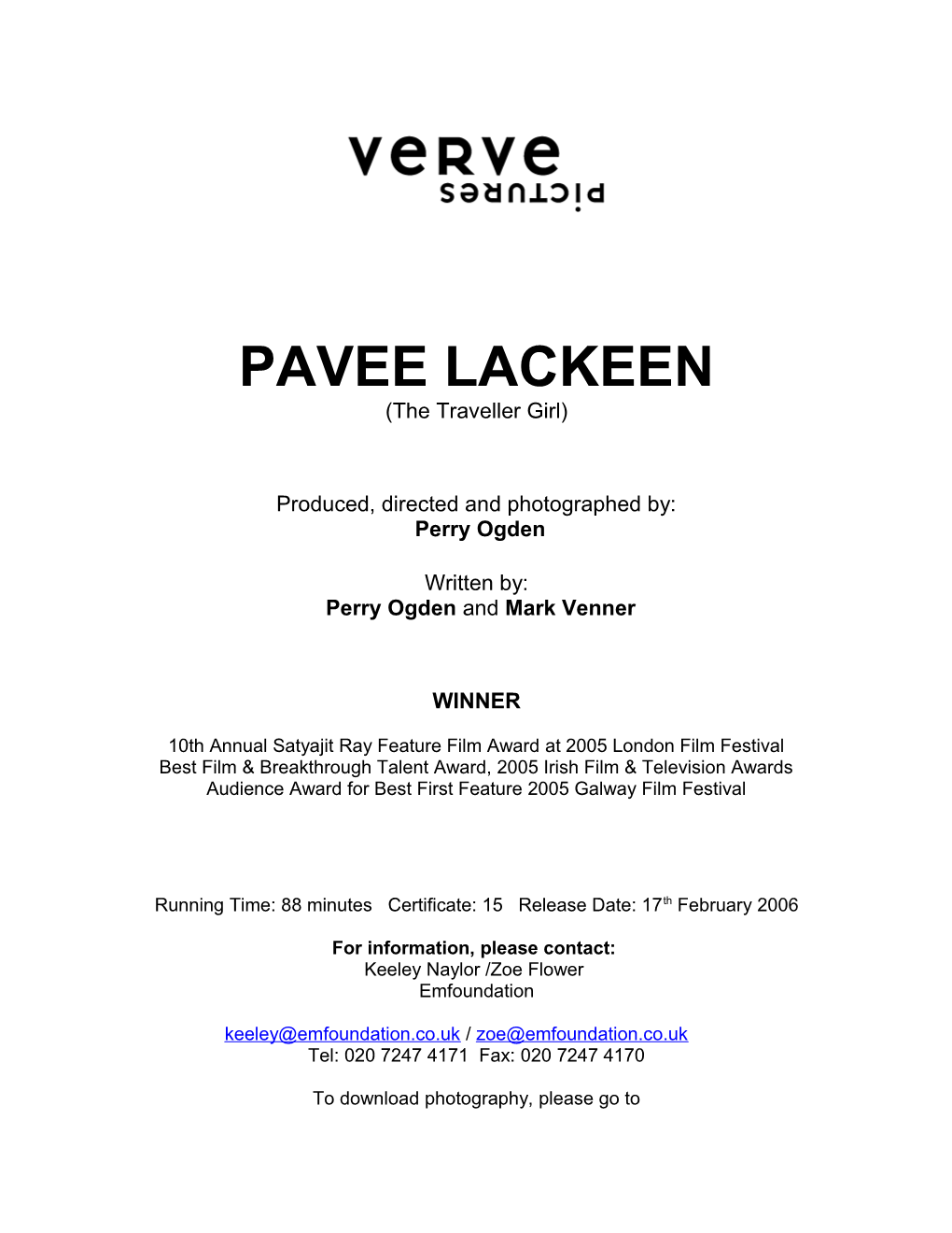 Pavee Lackeen Production Notes