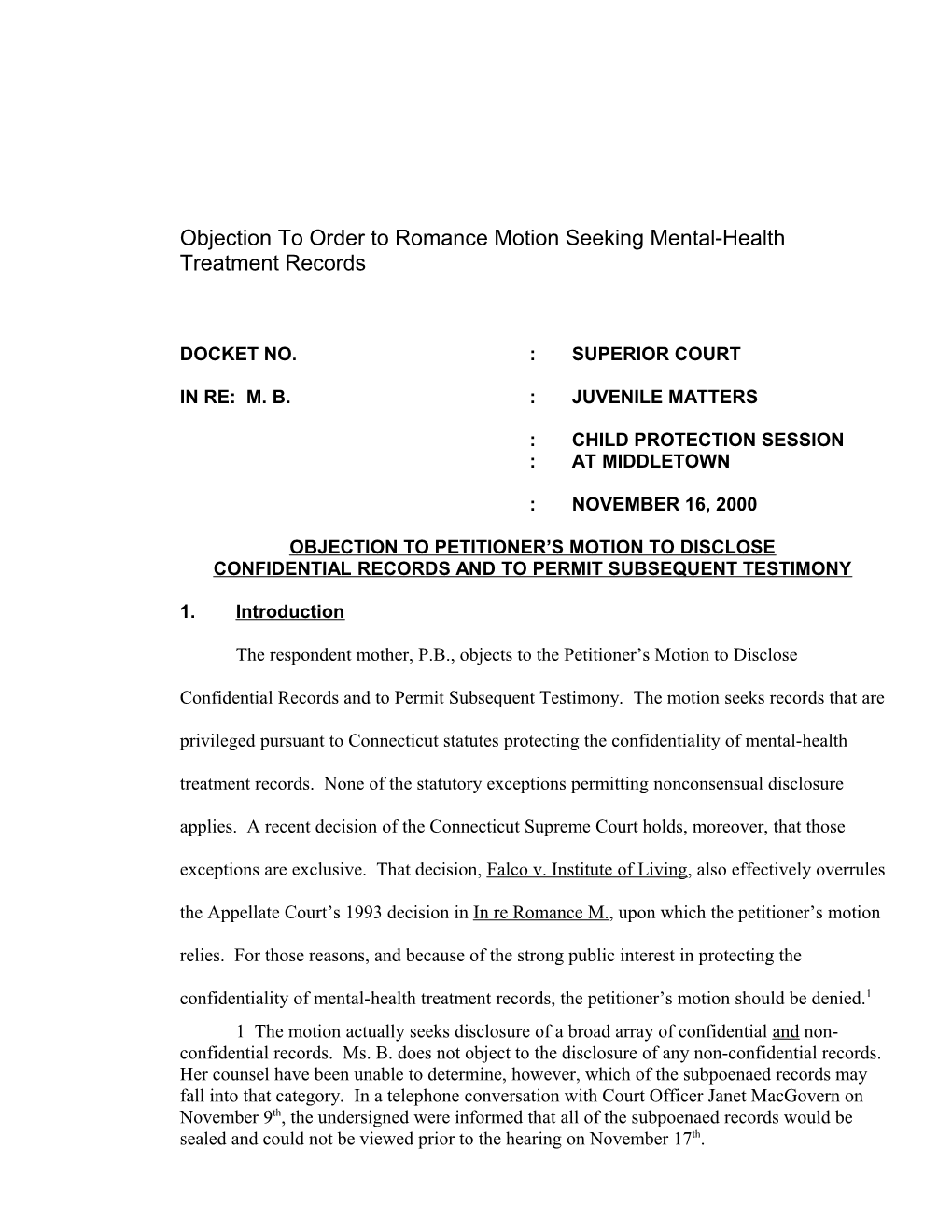 Motion/Objection Order to Disclose Medical Records of Alcohol/Substance Abuse Treatment Records