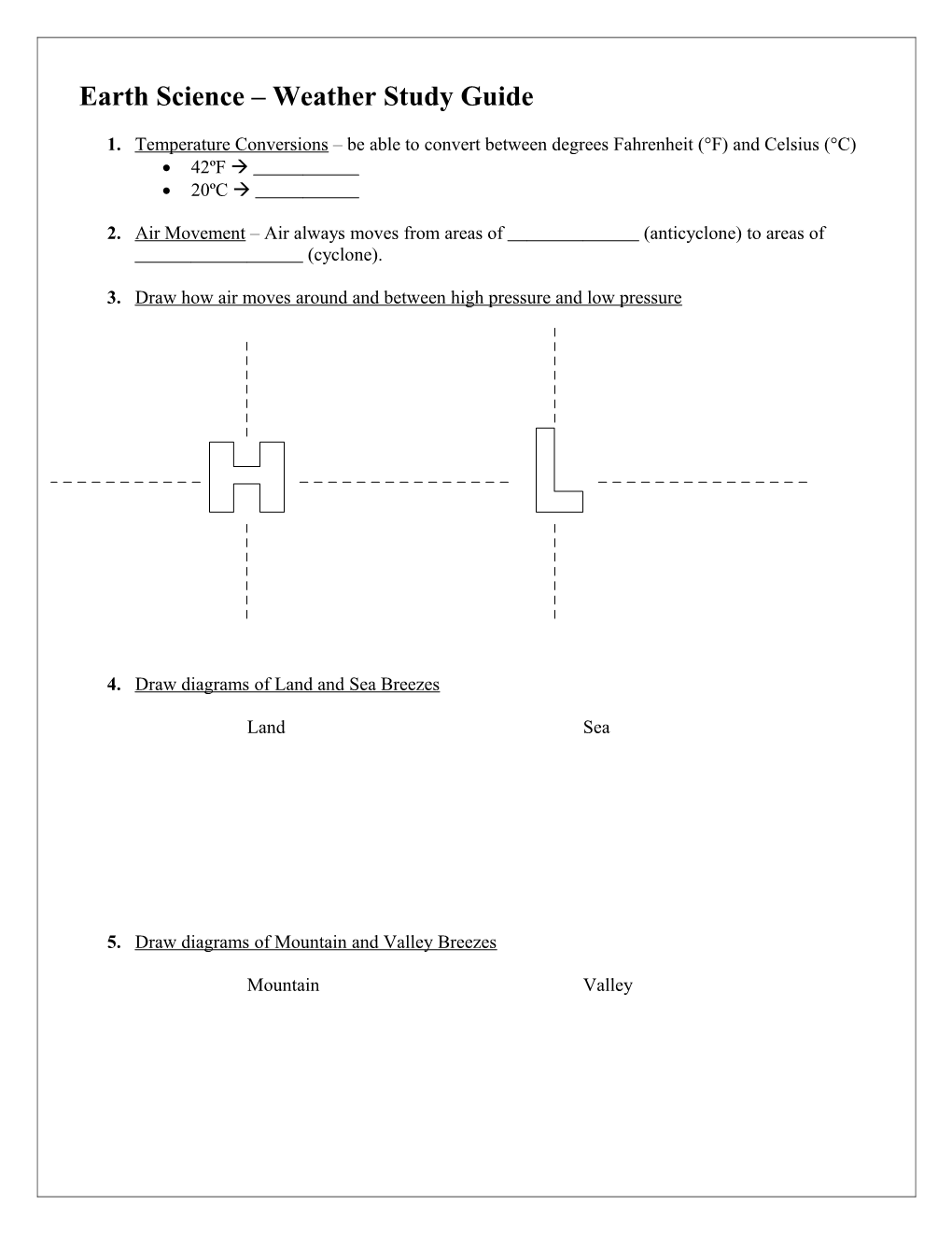 Earth Science Study Guide