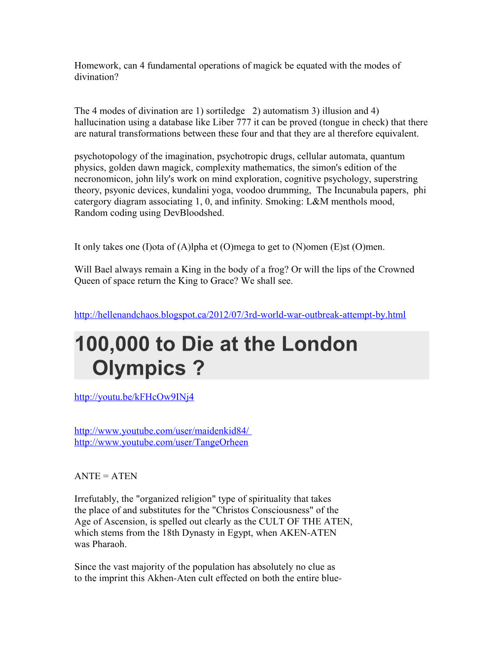 Homework, Can 4 Fundamental Operations of Magick Be Equated with the Modes of Divination?