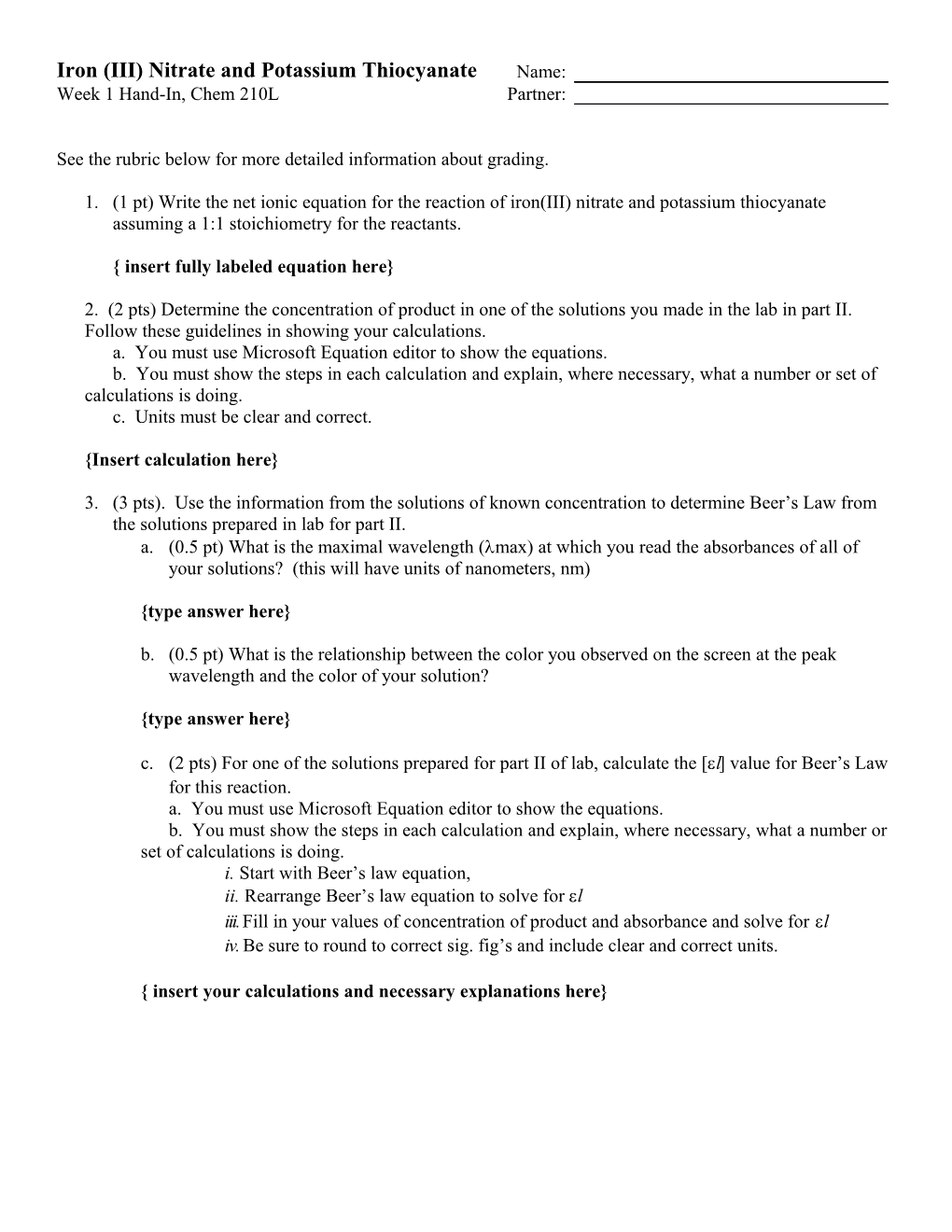 Chemistry 165 Determination of Molar Mass by Freezing Point Depression