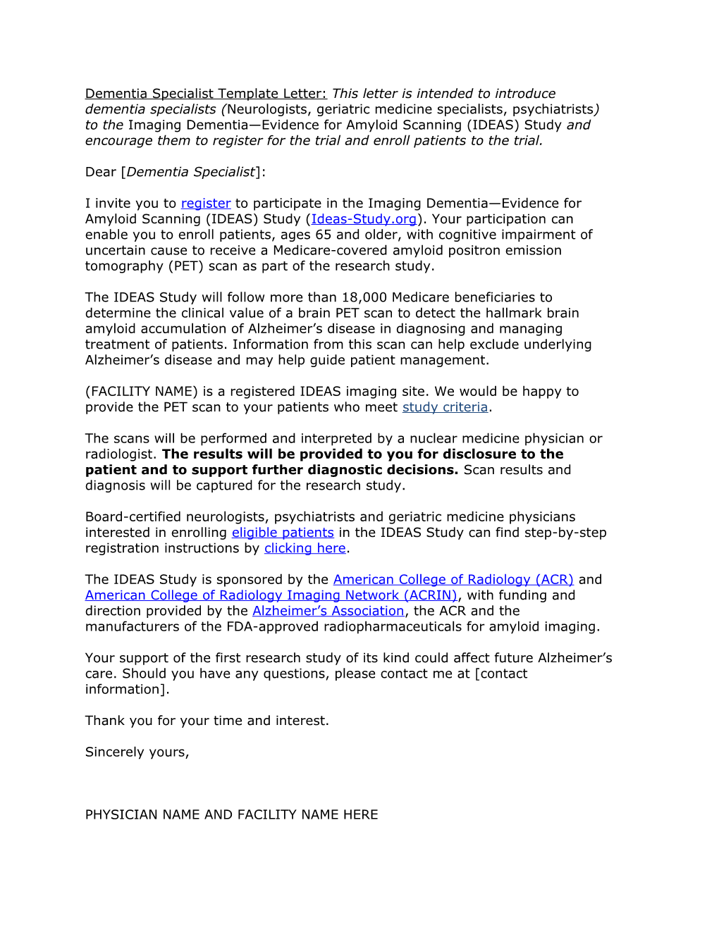 Referring Physician Template Letter: This Letter Is Intended to Introduce Referring Physicians