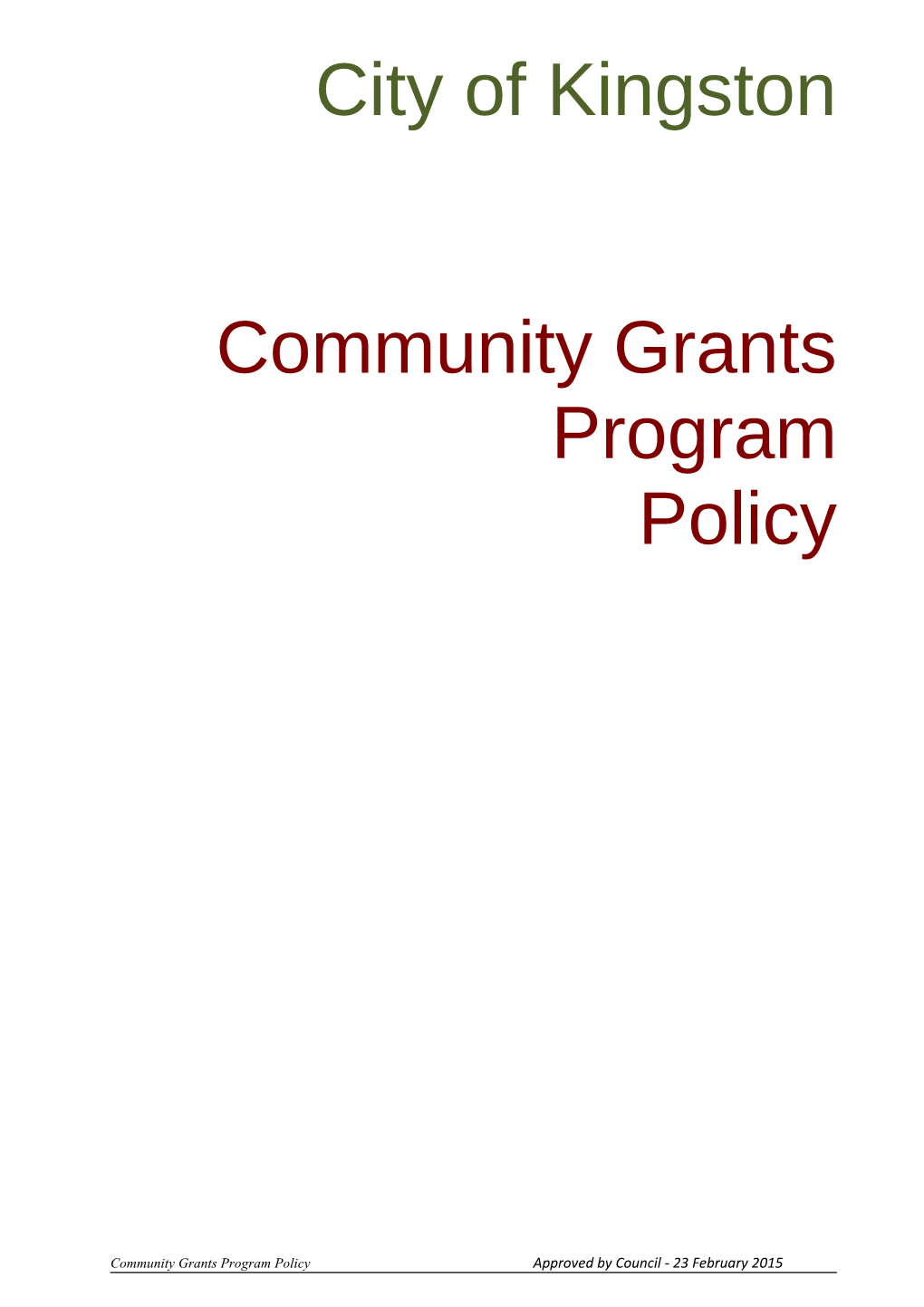 Community Grants Program 1997/98