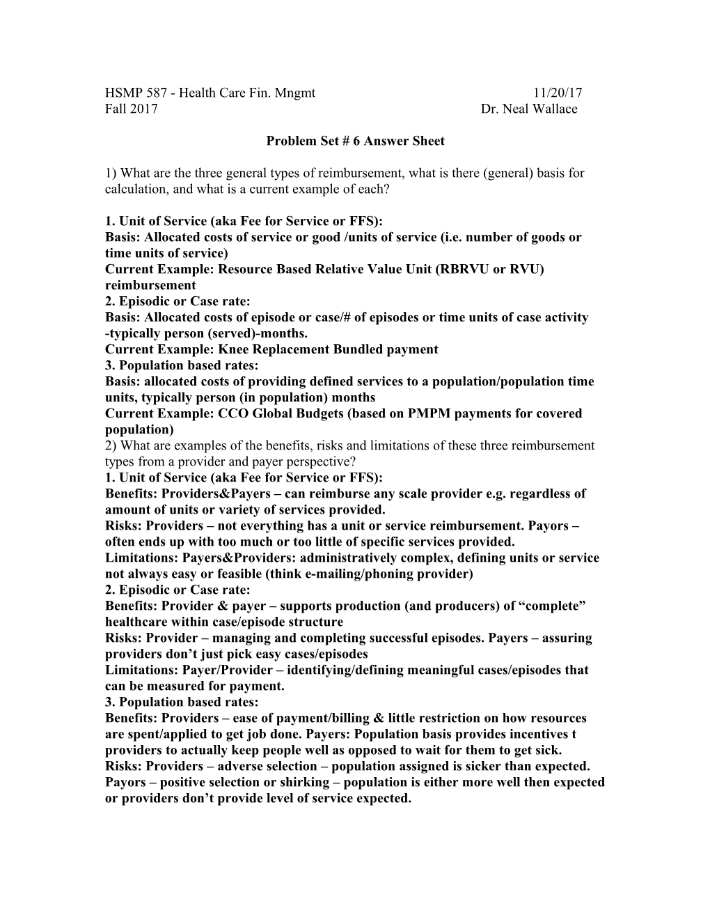 HSMP 587 - Health Care Fin. Mngmt 11/20/17