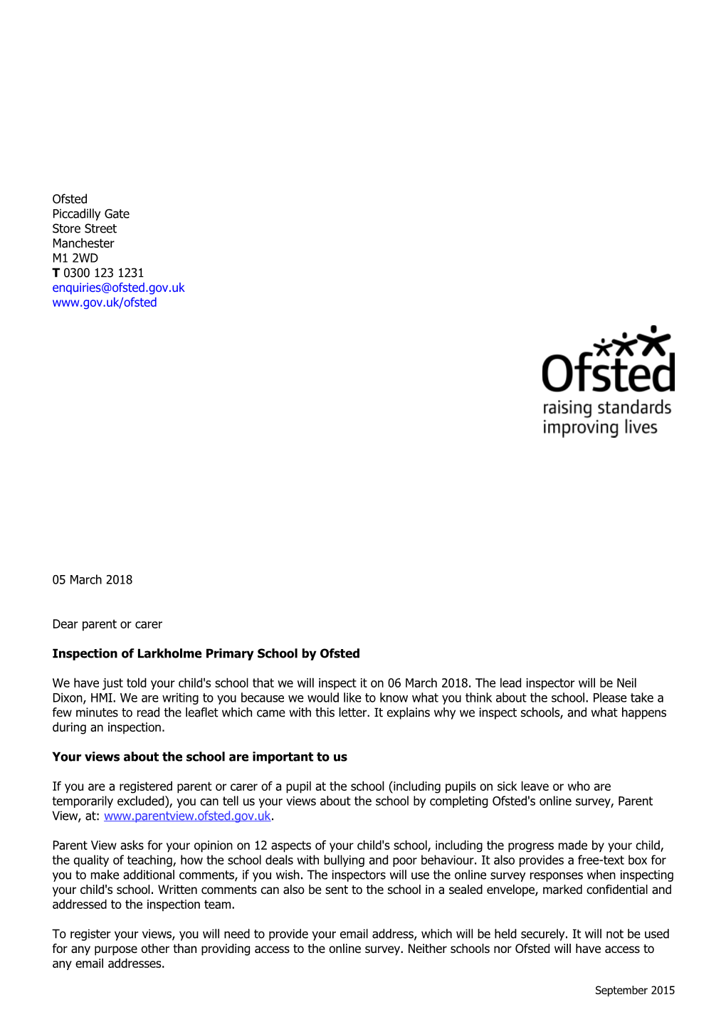 Inspection of Larkholme Primary School by Ofsted