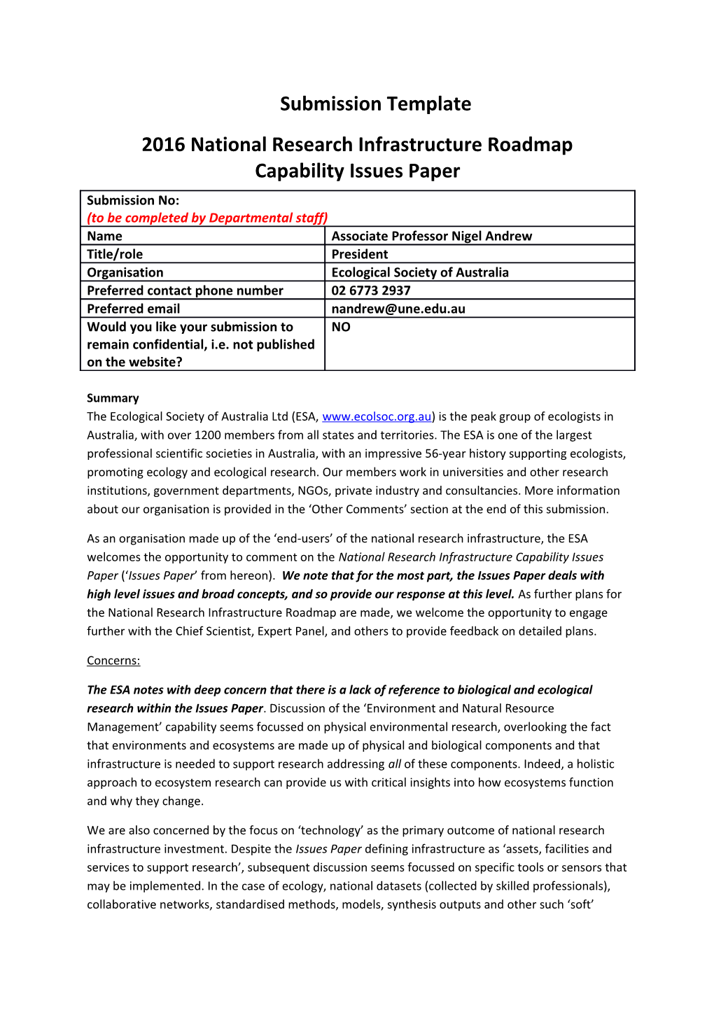 2016 National Research Infrastructure Roadmap Capabilityissues Paper