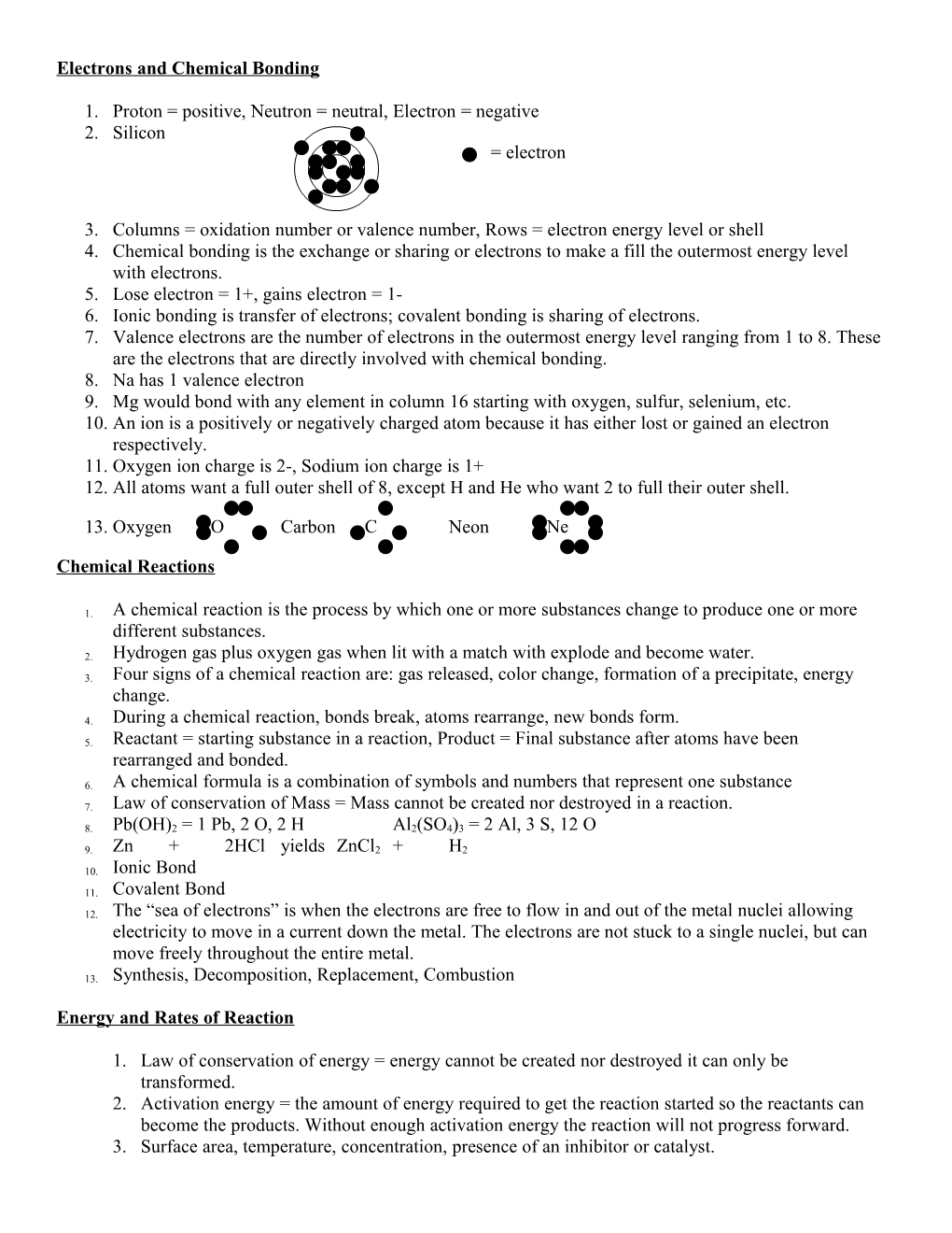 Chapter 1: Electrons and Chemical Bonding