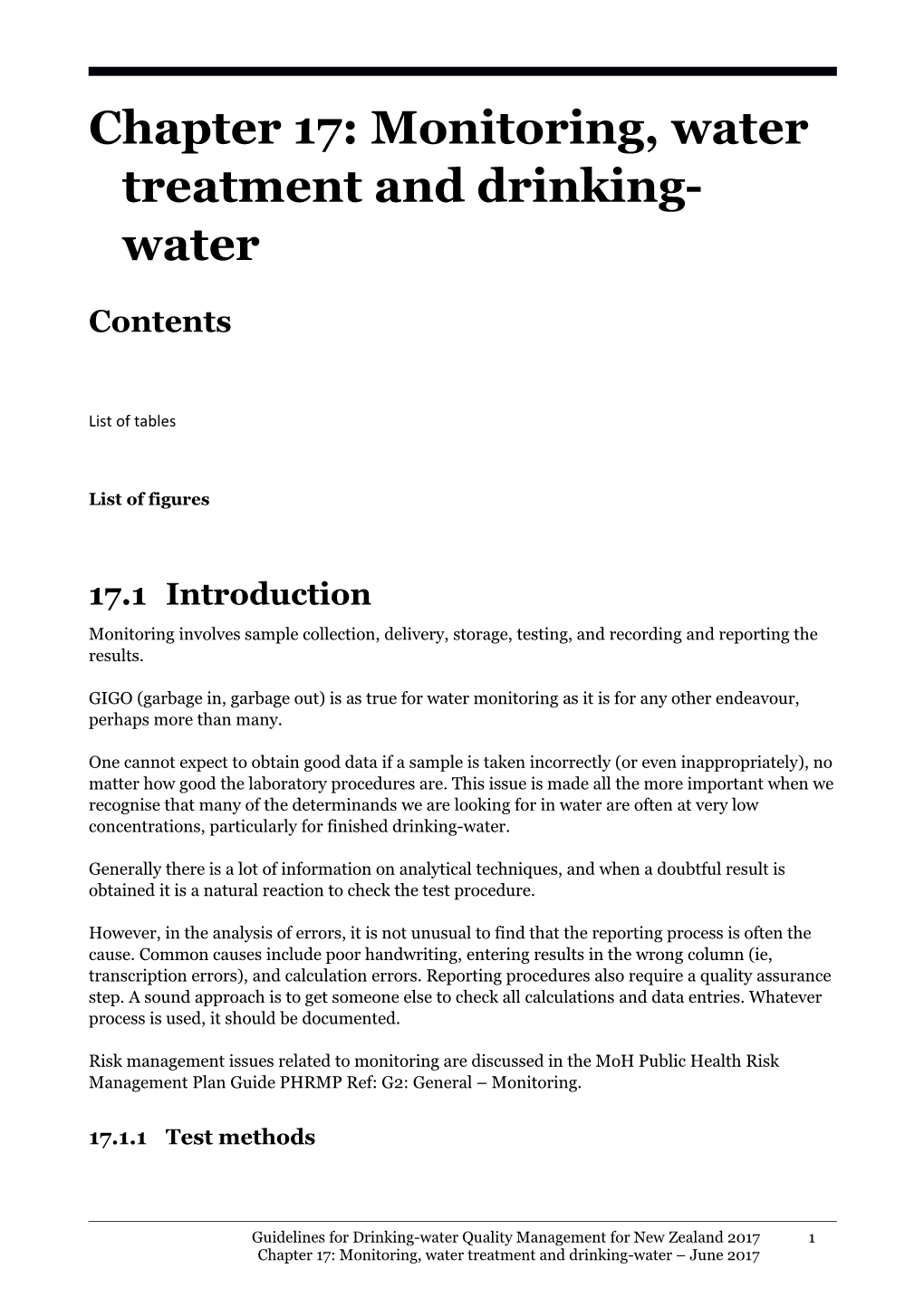 Chapter 17 Monitoring, Water Treatment and Drinking-Water