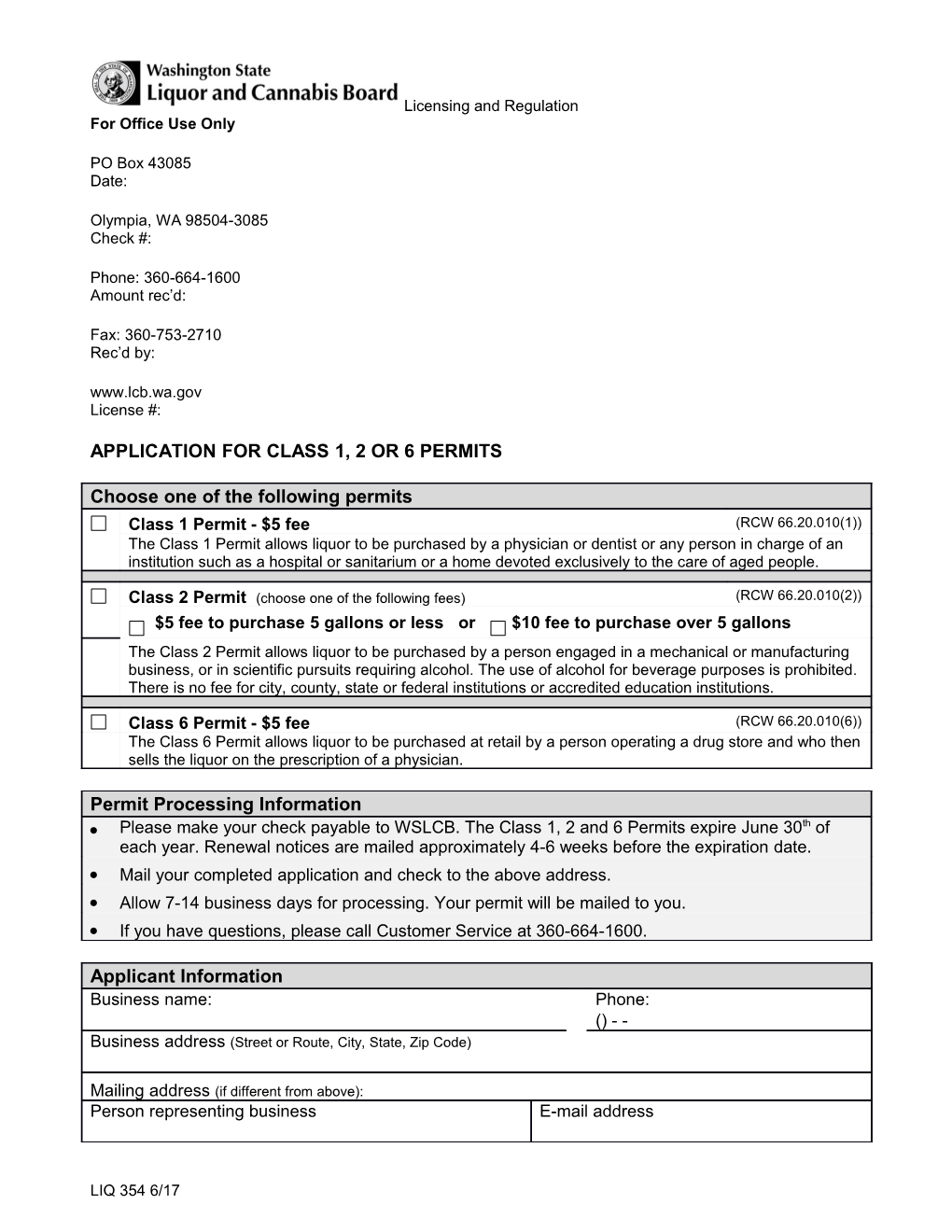 Sample Class 1 2 6 Application for Class 1 2 Or 6 Permits s1