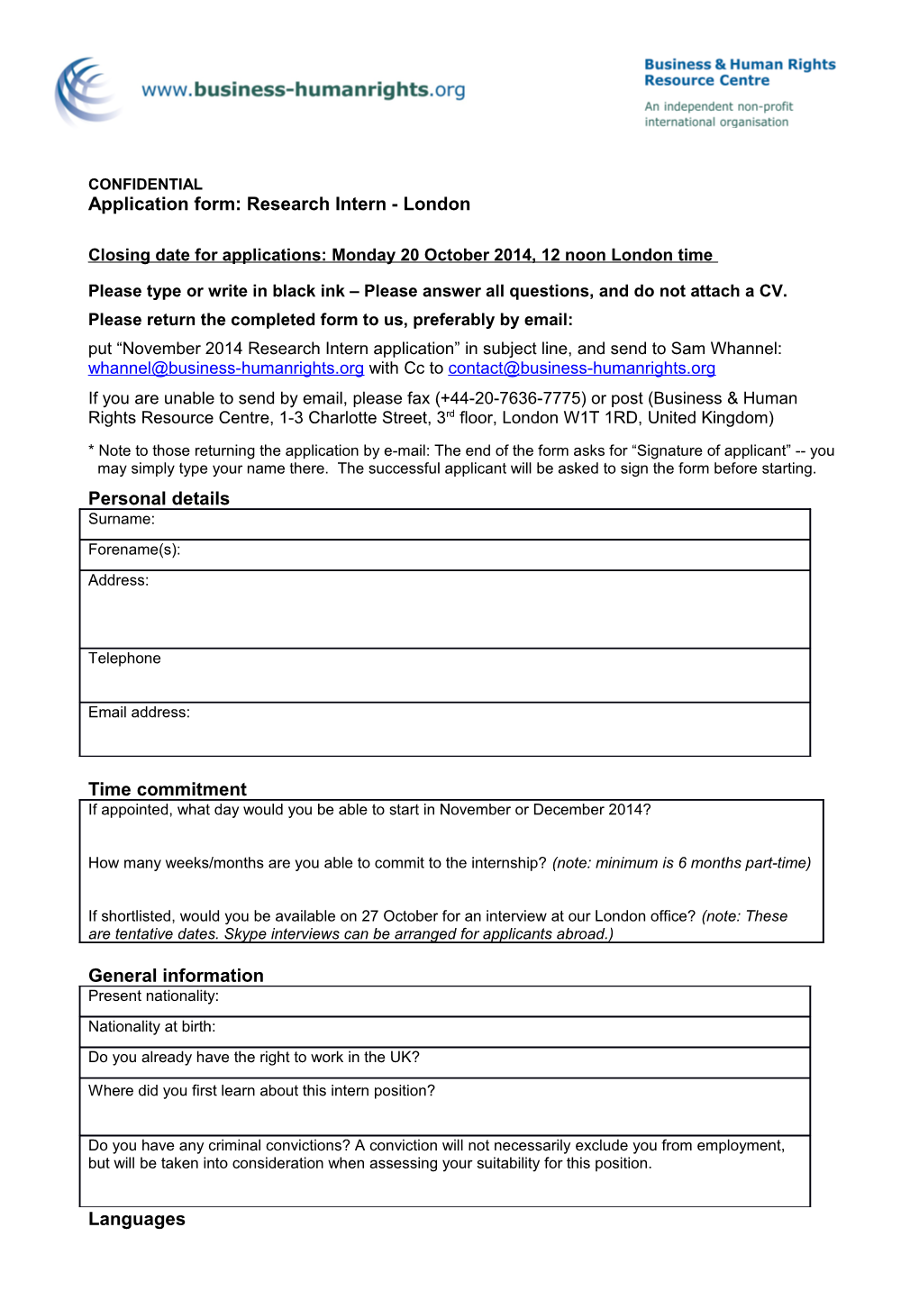 Application Form: Volunteer Researcher & Data Coordinator
