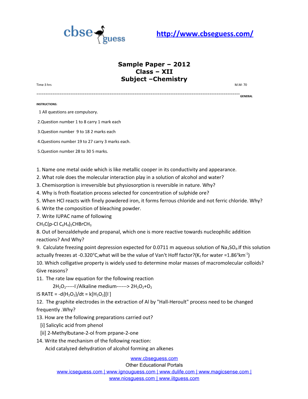 PRE-BOARD Examination-2012
