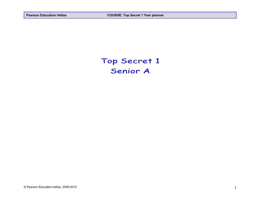 Pearson Education Hellascourse: Top Secret 1 Year Planner