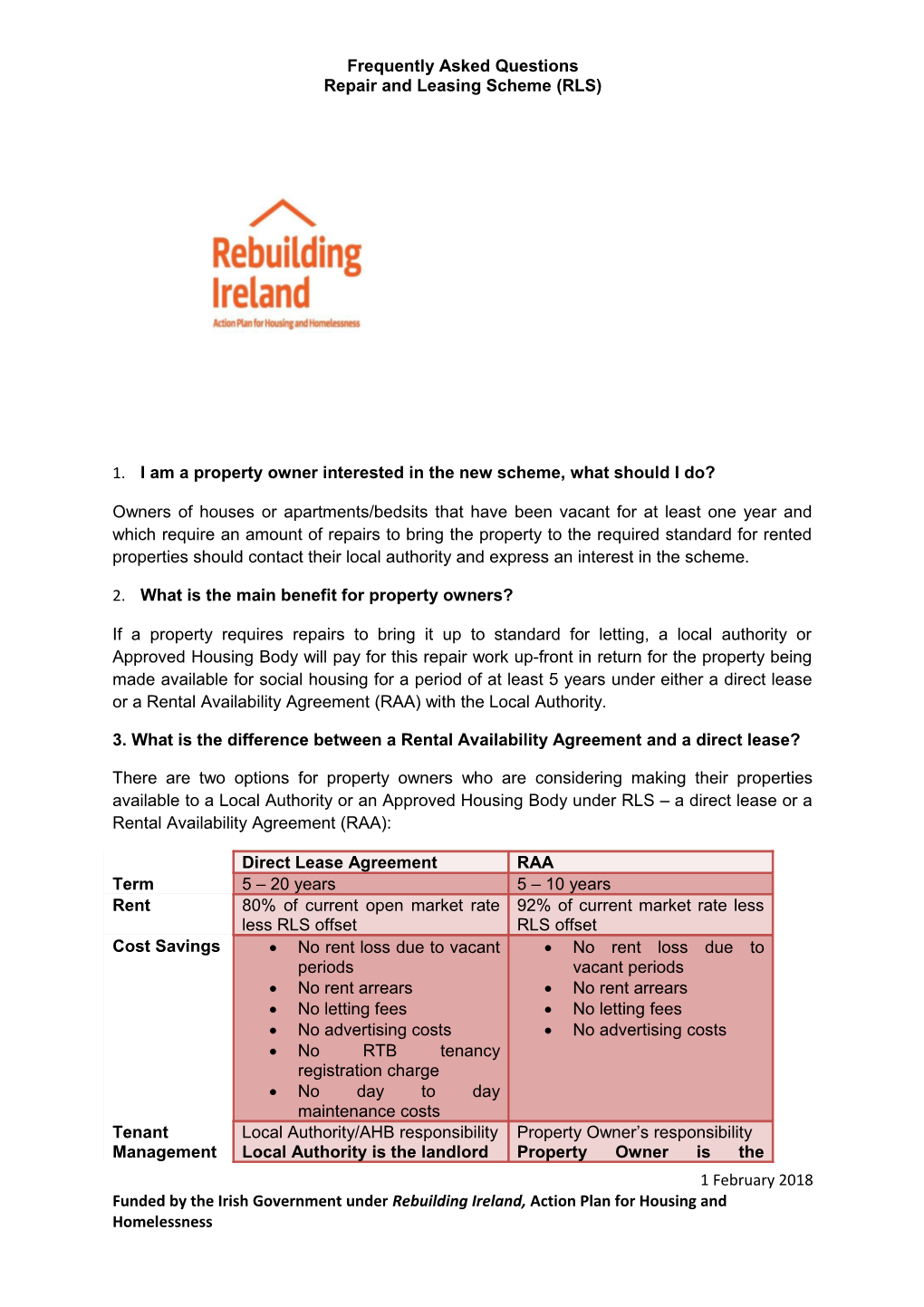 Repair and Leasing Scheme (RLS)