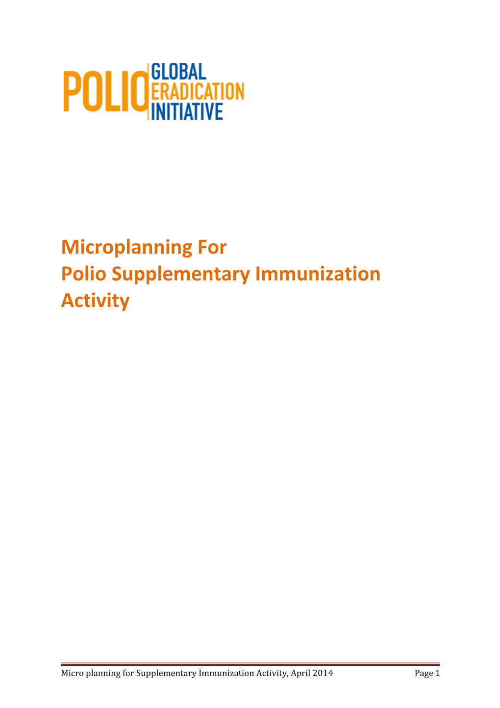 Polio Supplementary Immunization Activity