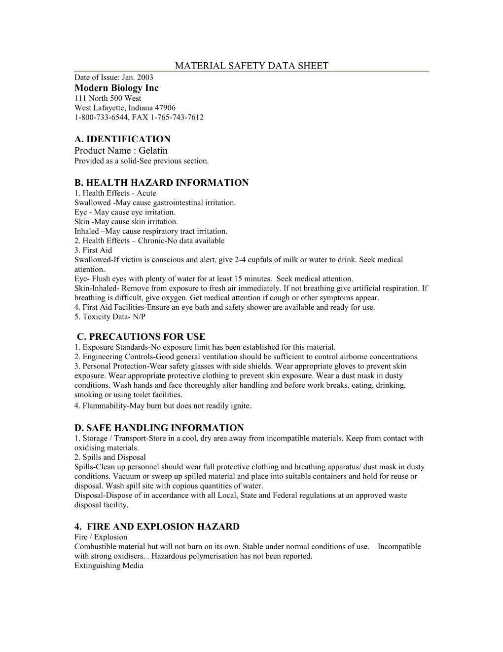 Material Safety Data Sheet s65