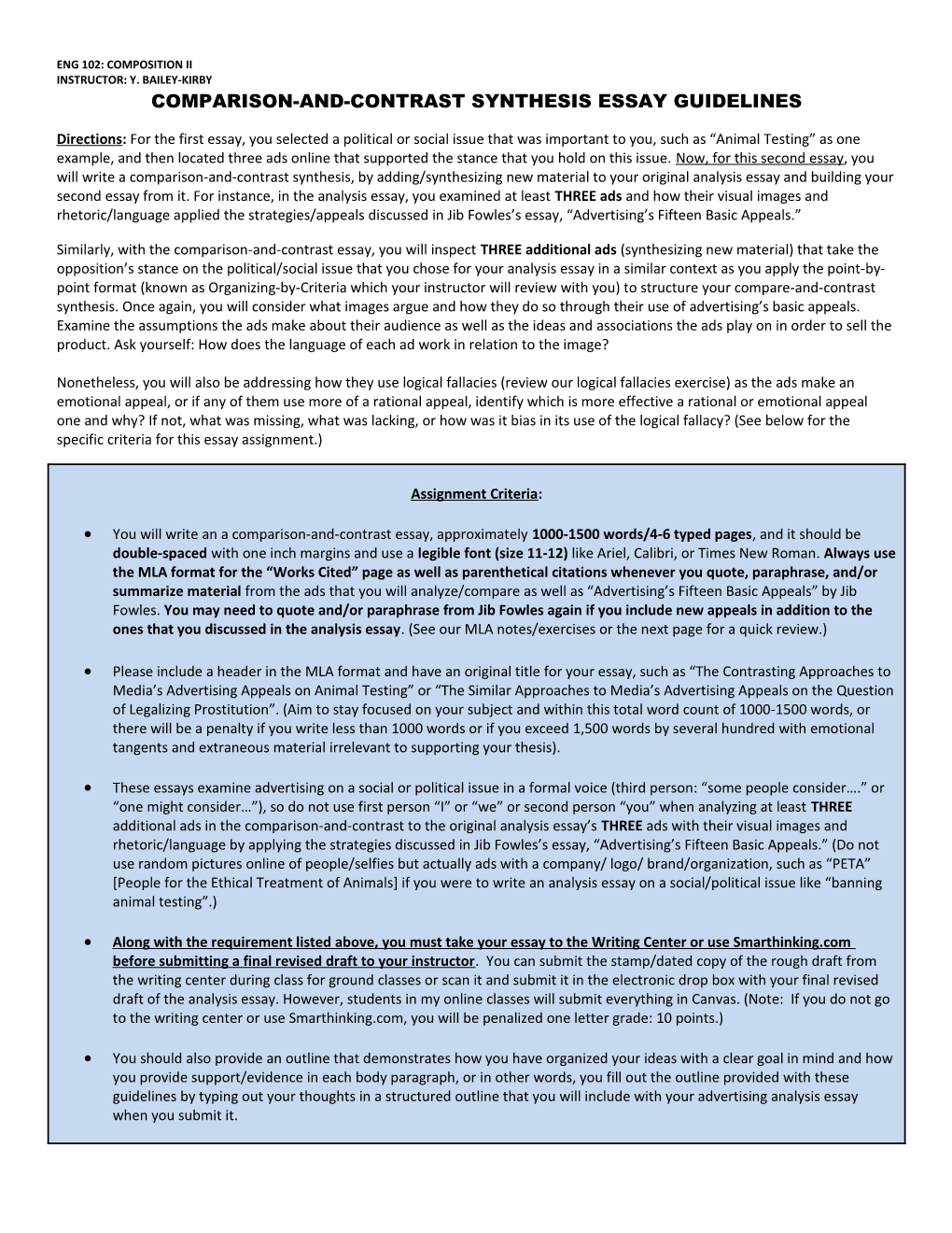 Comparison-And-Contrast Synthesis Essay Guidelines