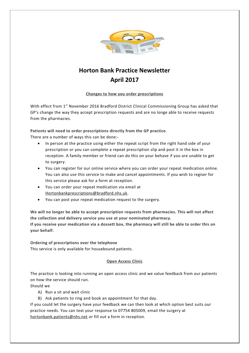 Horton Bank Practice Newsletter