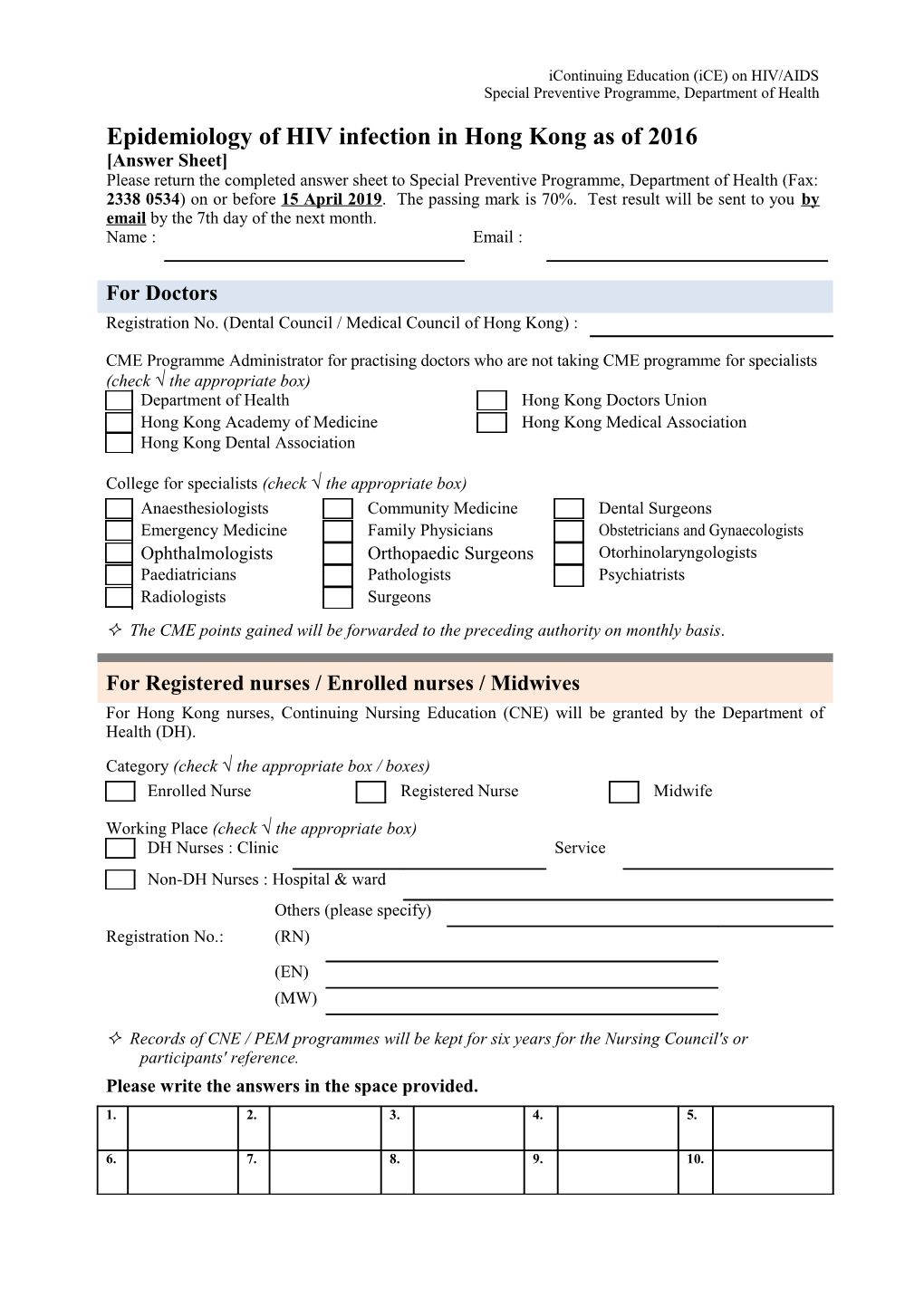 Answer Sheet - Immune Recovery of Middle-Aged HIV Patients Following Antiretroviral Therapy