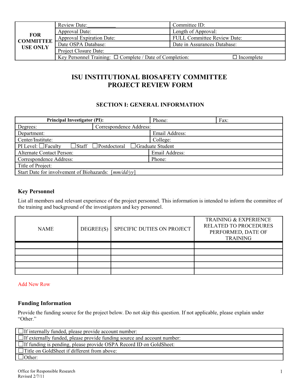 Isu Institutional Biosafety Committee