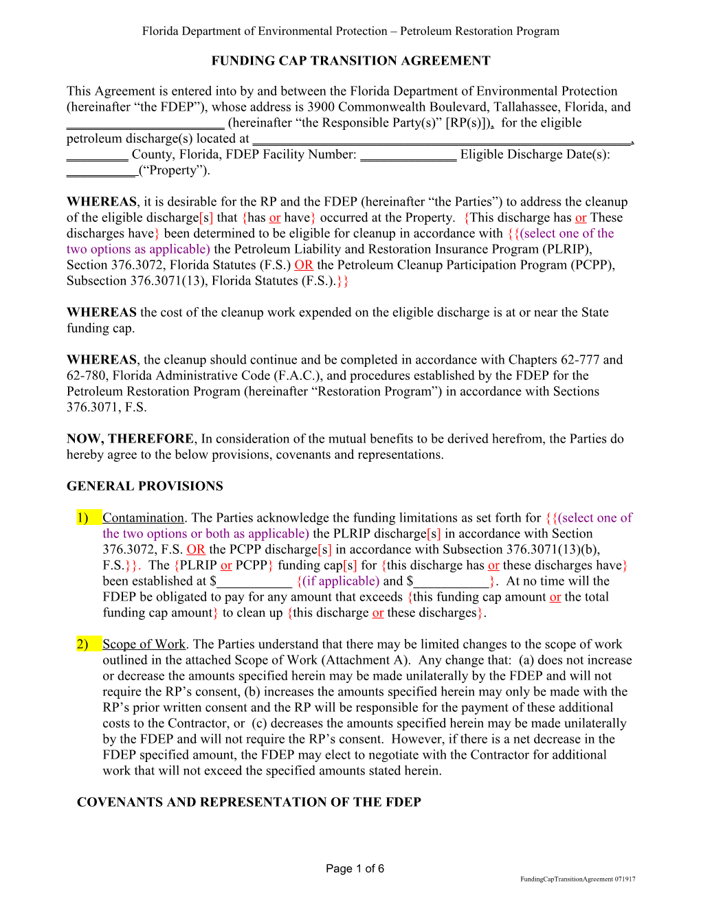 Funding Cap Transition Agreement