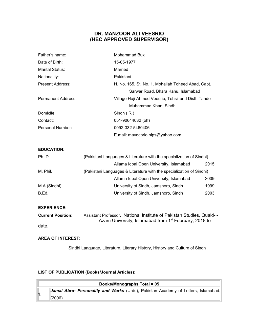 National (HEC Approved Journals) Total = 13