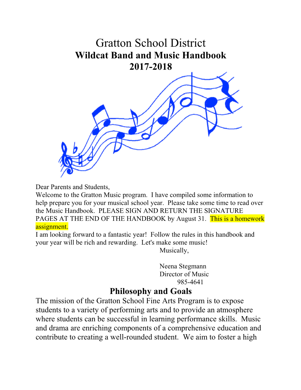 Wildcat Band and Music Handbook