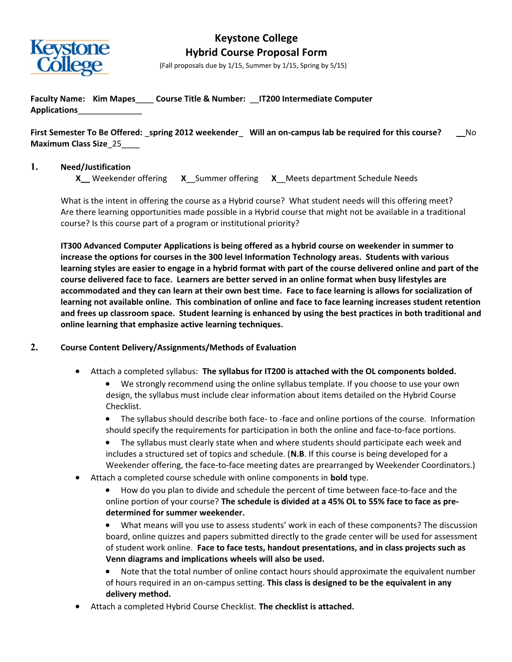 Hybrid Course Proposal Form