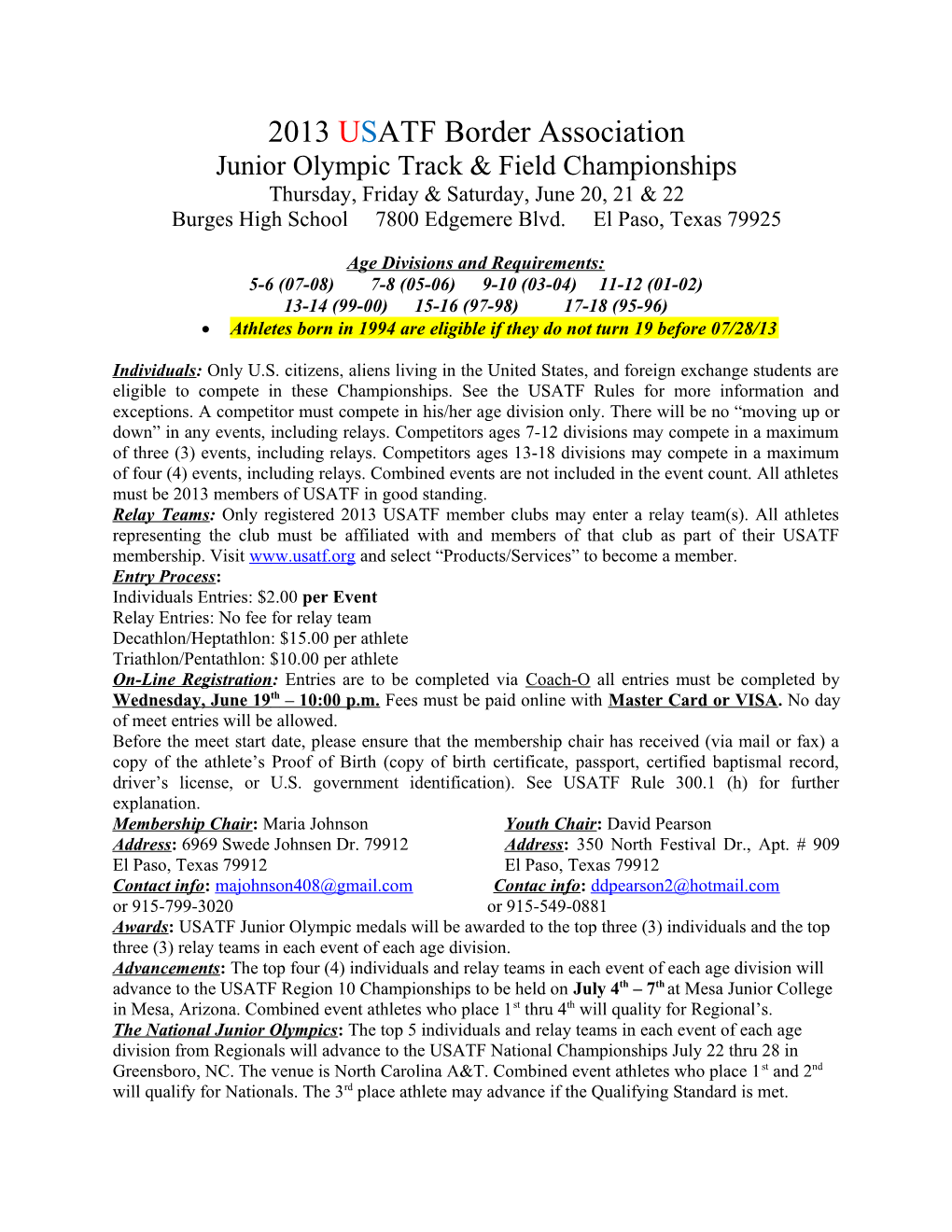 Junior Olympic Track & Field Championships