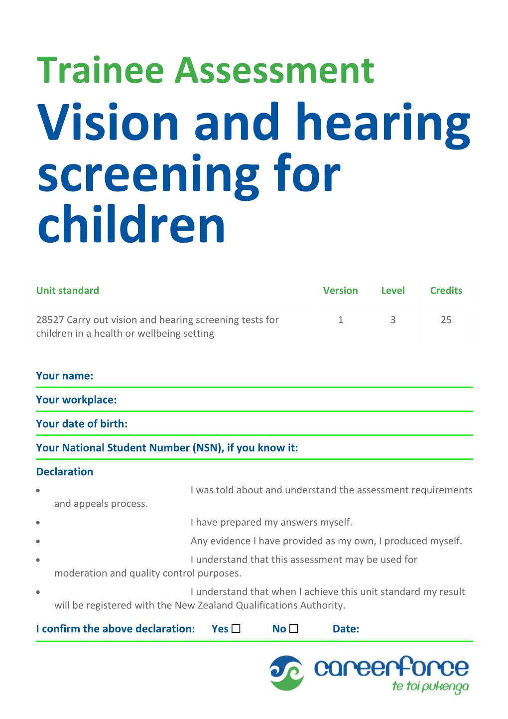 Vision and Hearing Screening for Children