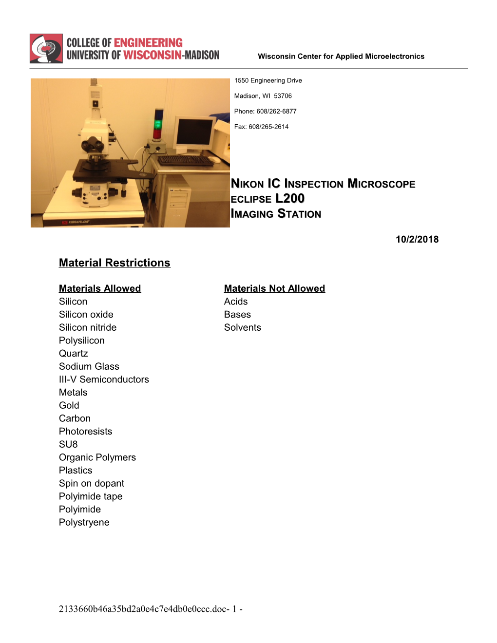 Nikon IC Inspection Microscope Eclipse L200