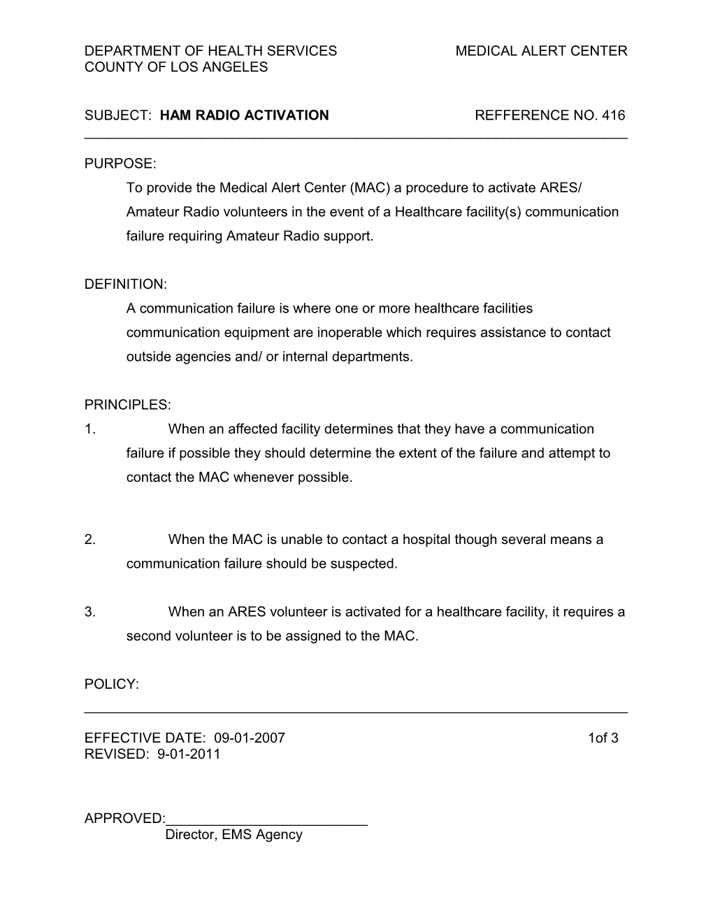 Subject: Ham Radio Activation Reference No. 416