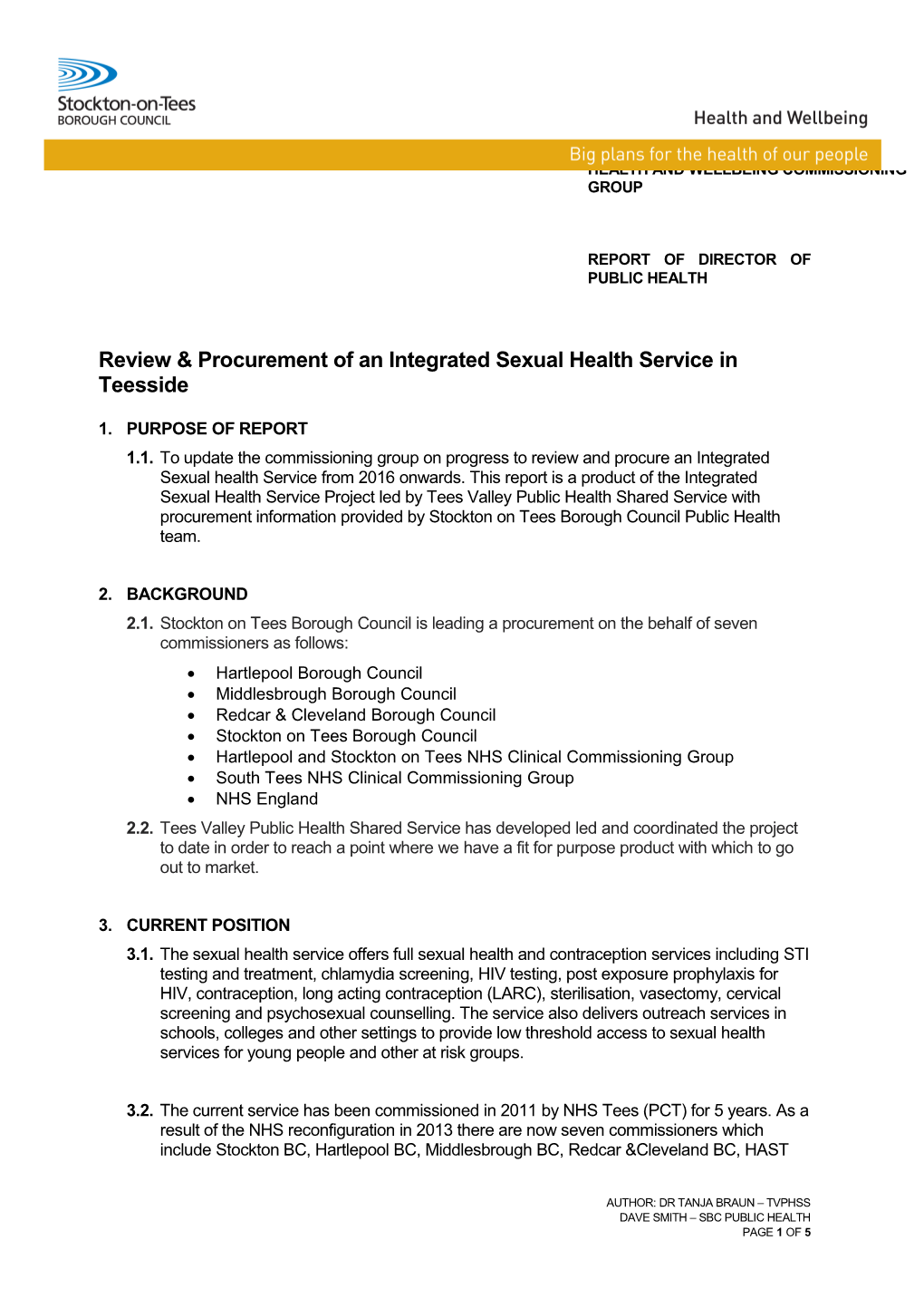 Notes of Stockton Public Healh Team Meeting