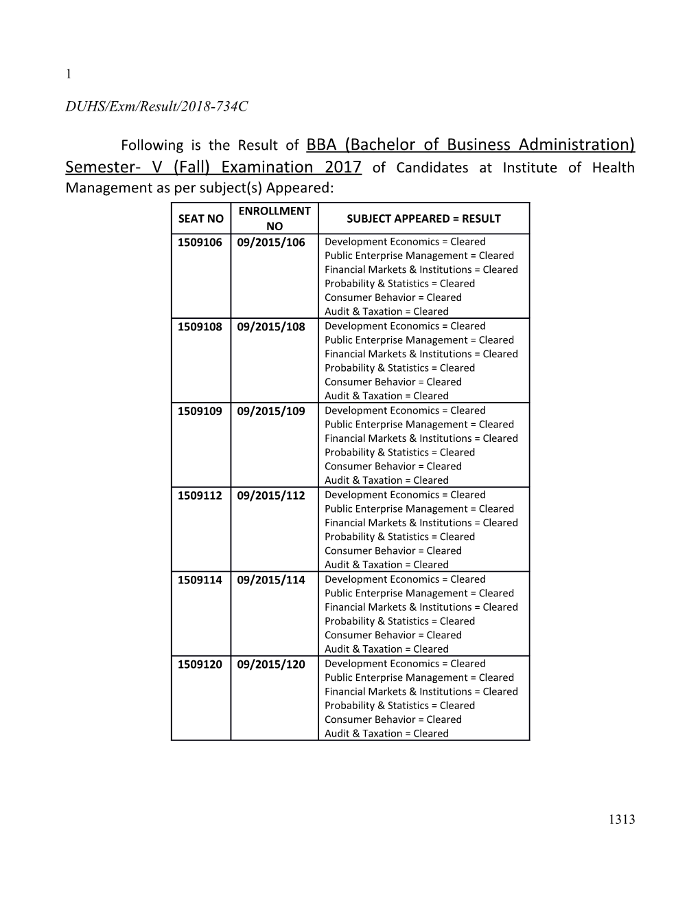 DUHS/Exm/Result/2018-734C