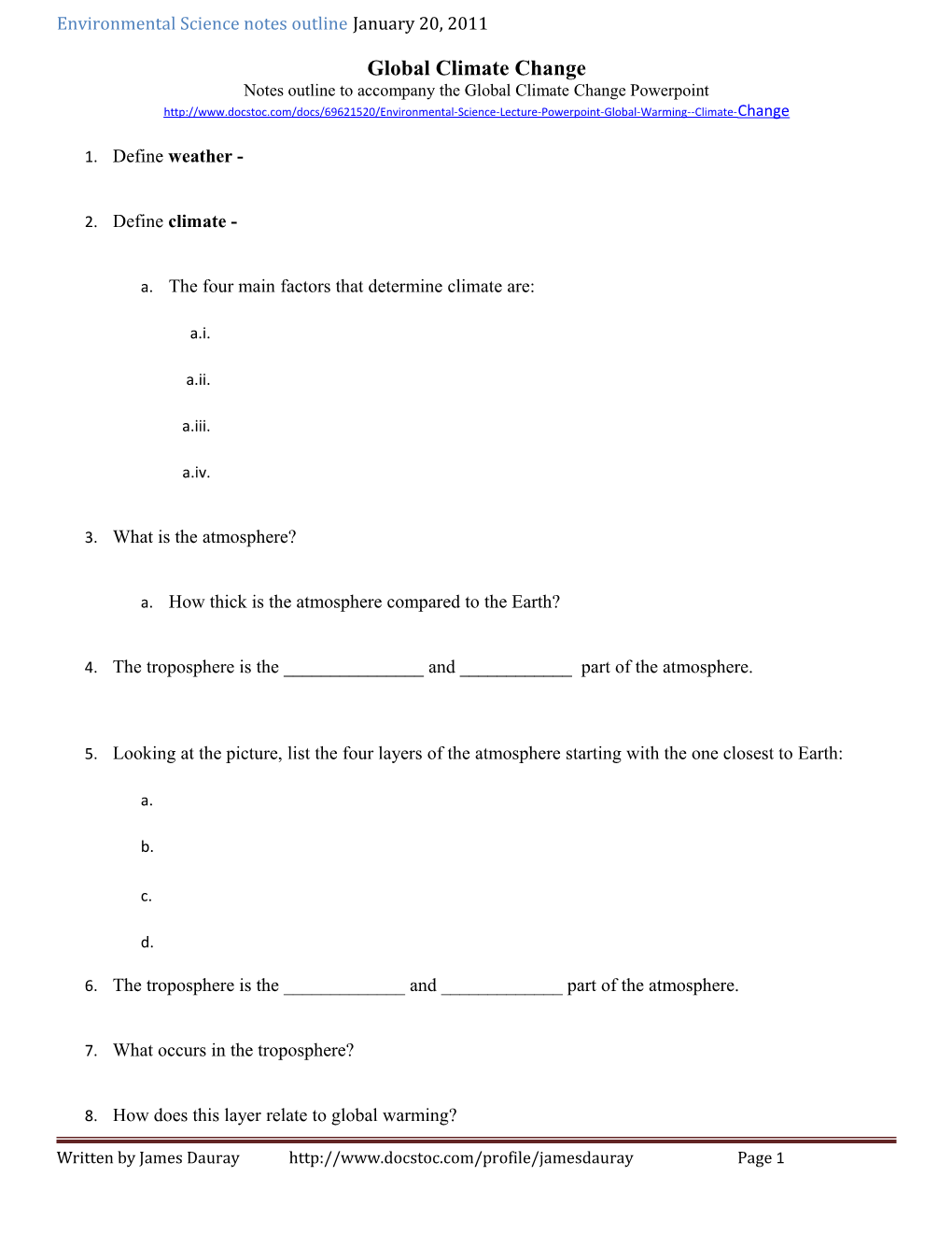 Environmental Science Notes Outline s1