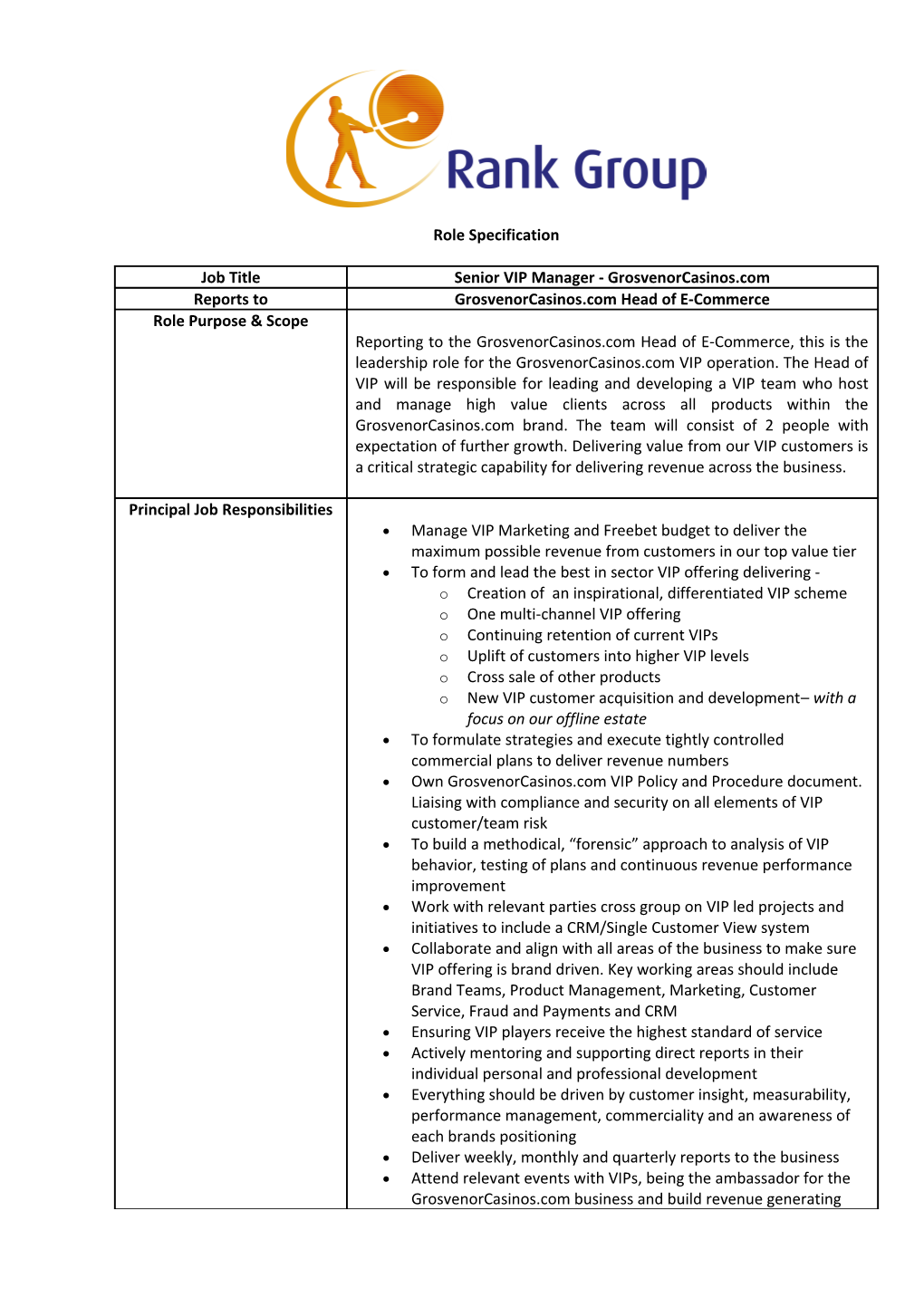 Role Specification