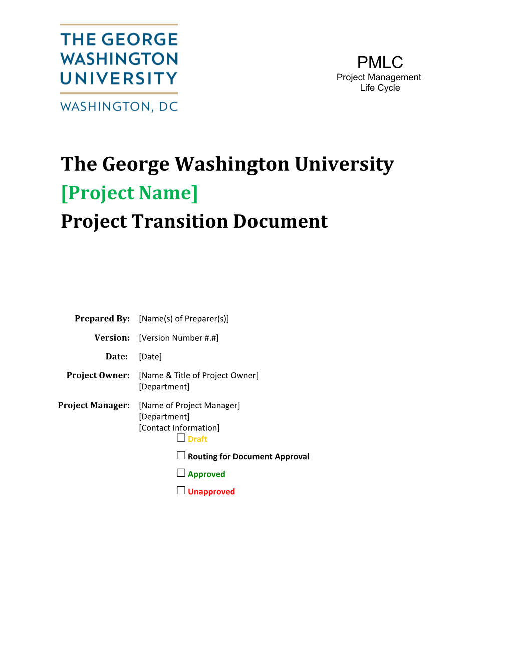 Project Transition Document