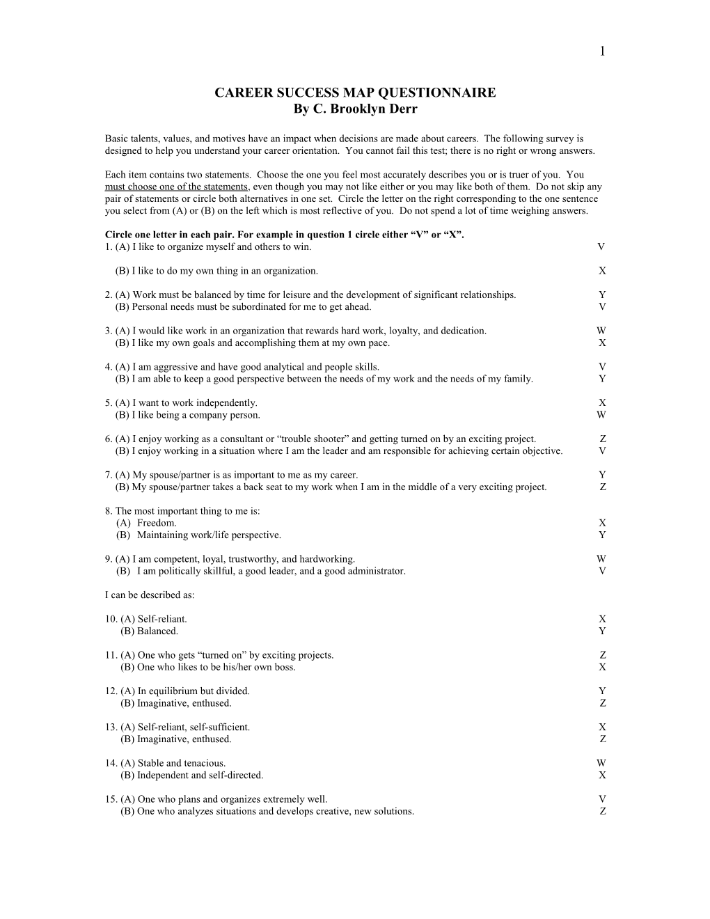 Career Success Map Questionnaire