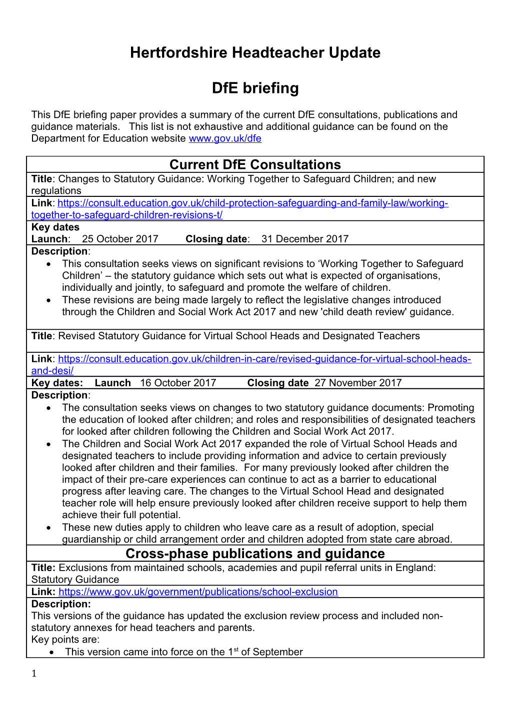 Hertfordshire Headteacher Update