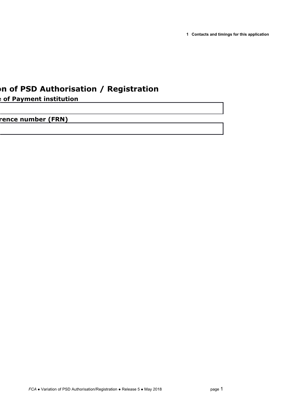 1 Contacts and Timings for This Application