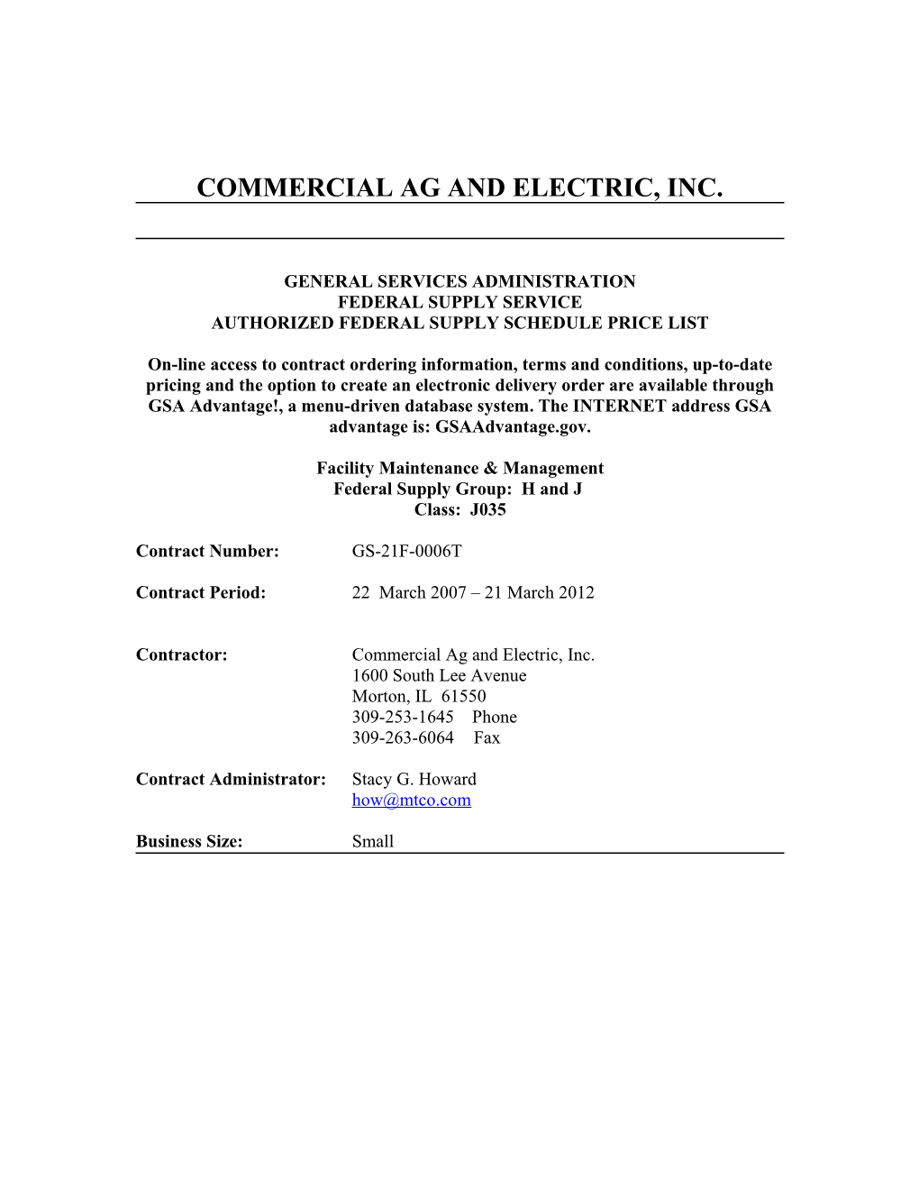 Commercial Ag and Electric, Inc