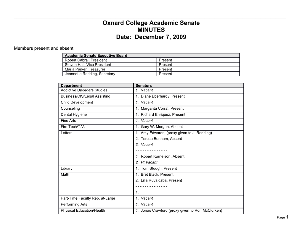 Oxnard College Academic Senate