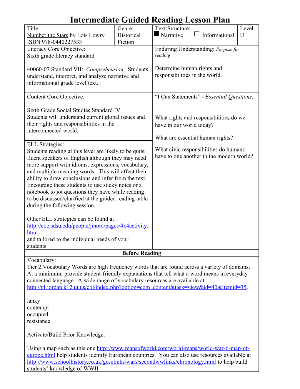 Primary Guided Reading Lesson Plan s6