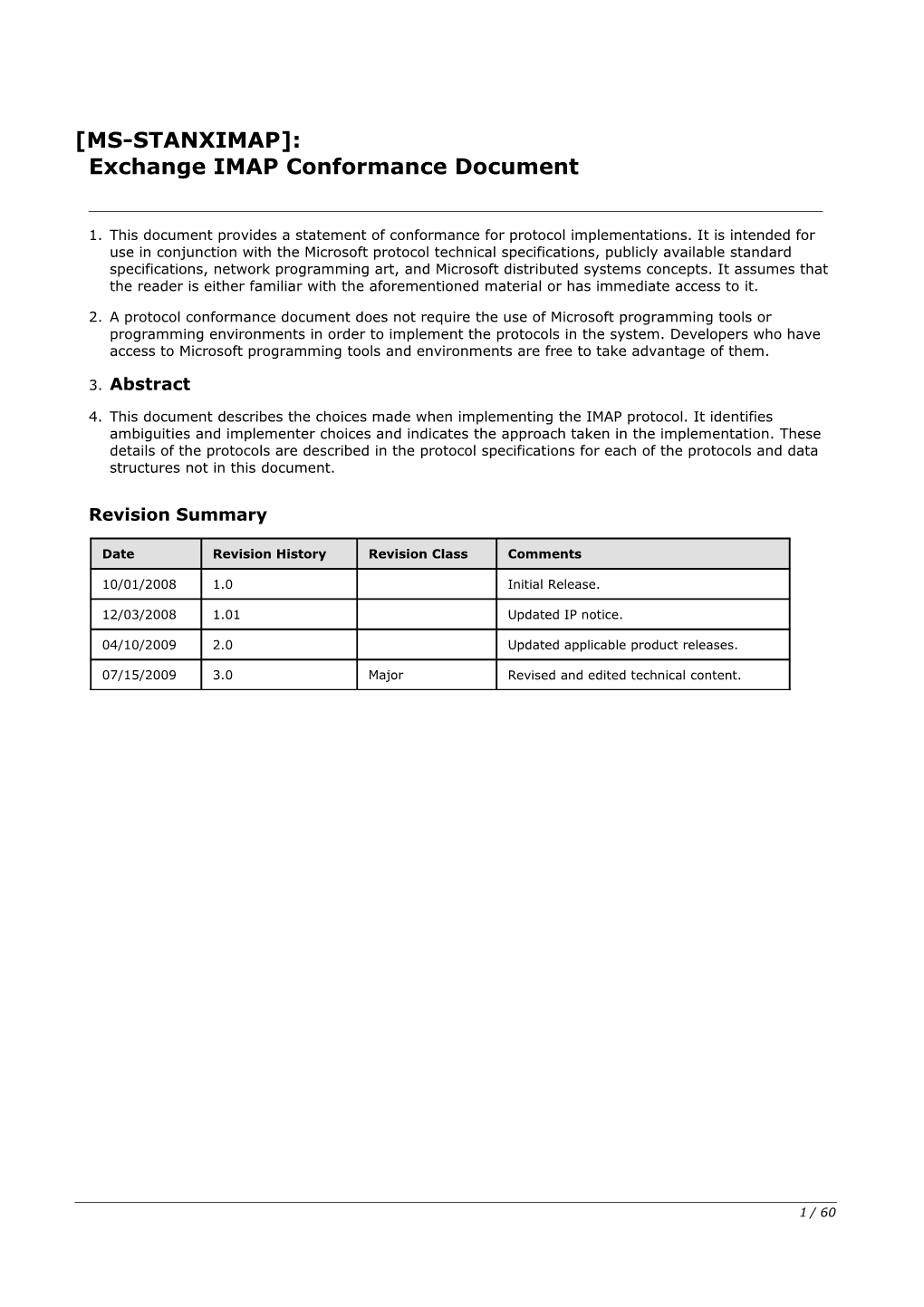 MS-STANXIMAP : Exchange Imapconformance Document