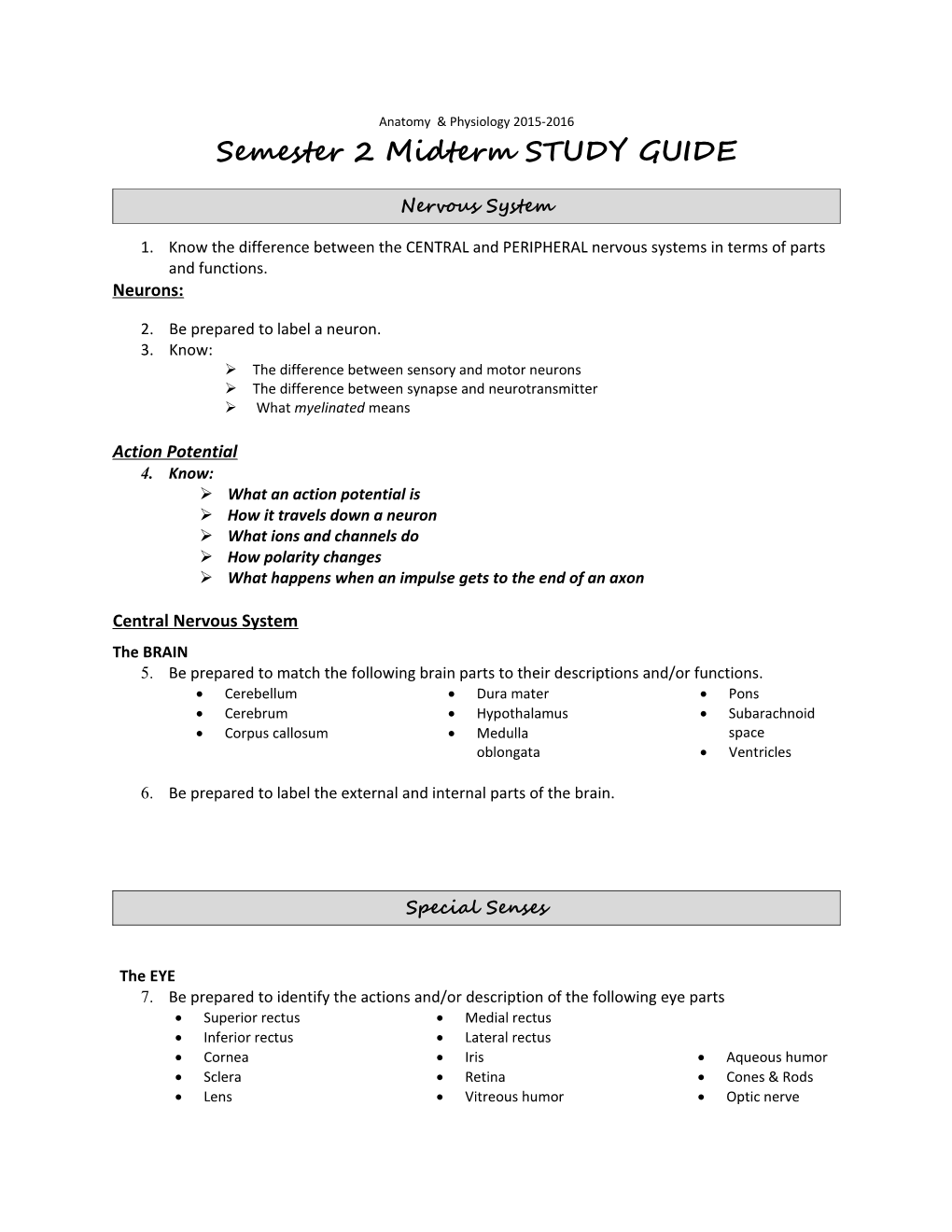 Semester 2 Midterm STUDY GUIDE