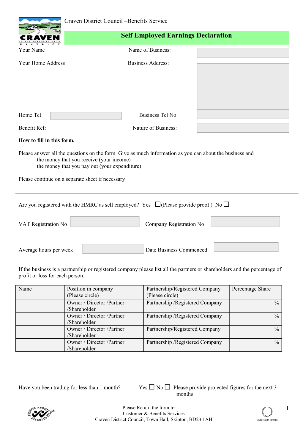 How to Fill in This Form