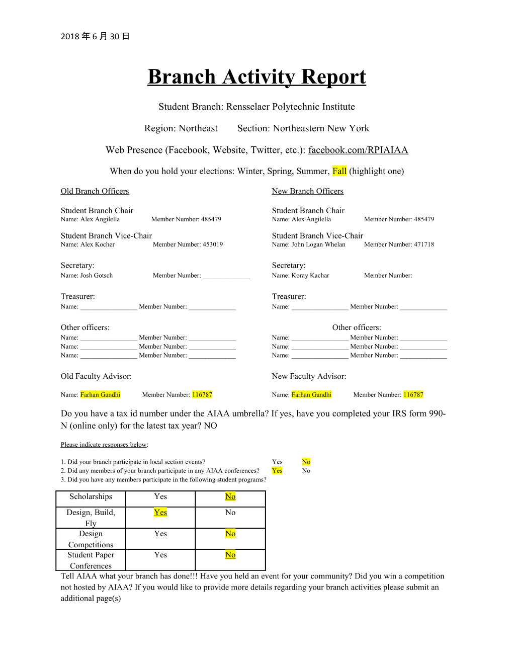 Branch Activity Report s1