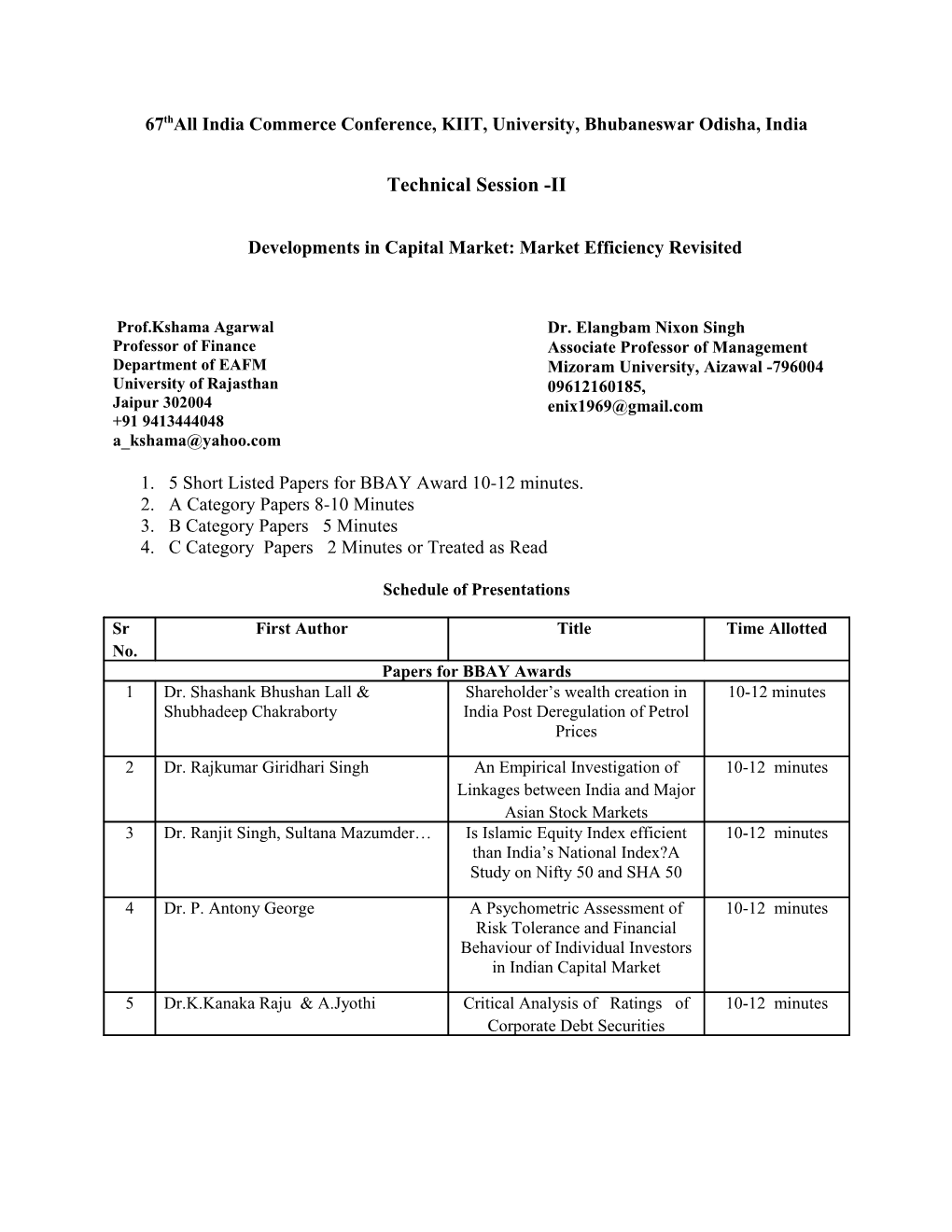 67Thall India Commerce Conference, KIIT, University, Bhubaneswar Odisha, India