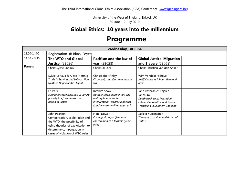 The Third International Global Ethics Association (IGEA) Conference (Www