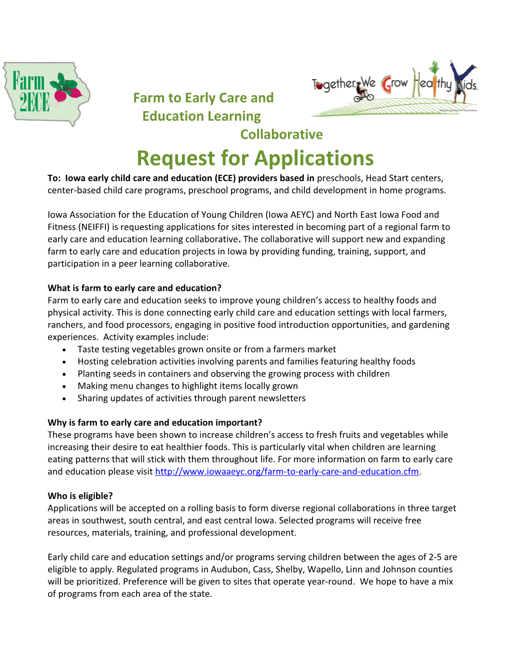 Farm to Early Care and Education Learning Collaborative